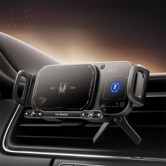 Автомобільний тримач із бездротовою зарядкою XO WX042 Magnetic Car Air Vent Wireless Charger 15W Black